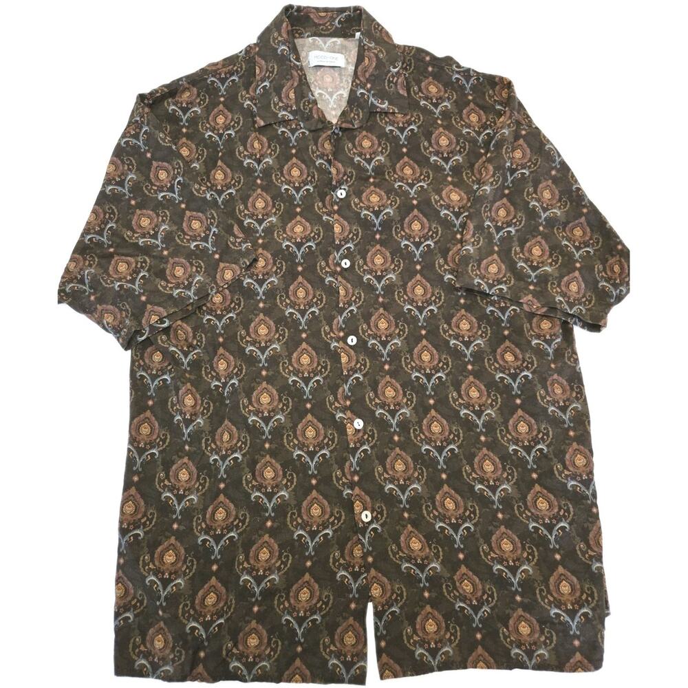 Mood-One Alternative‎ Brand Short Sleeve Button Up 100% Rayon Print XL Mens